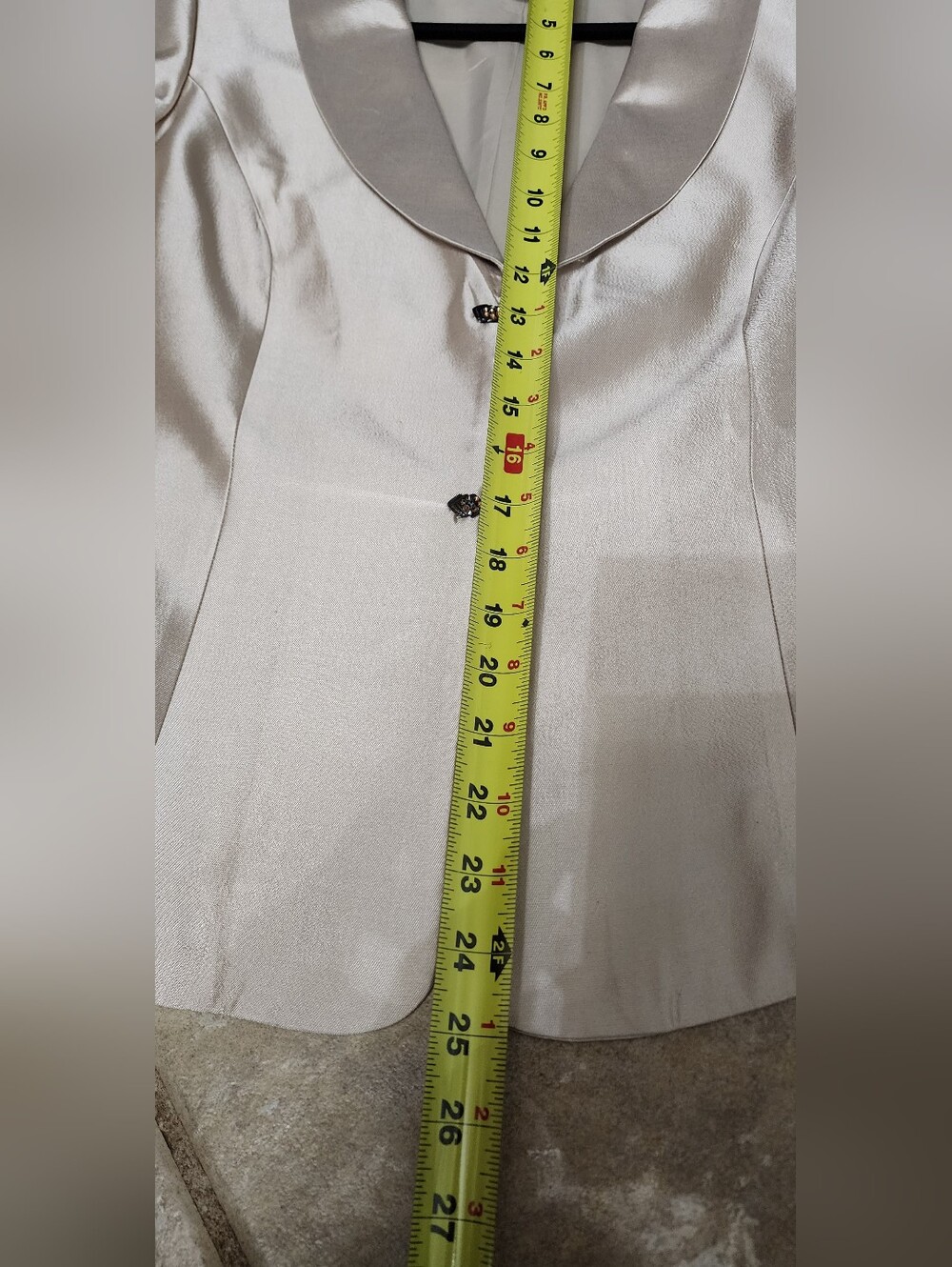 Silk Blazer Formal Talbots Cream Blazer with Hook Eye Closure Satin Sheen Sz 16 - Picture 7 of 8